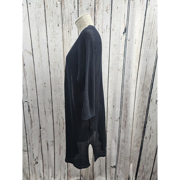 Eileen Fisher L Organic Linen Cardigan Duster Sweater Open Knit Long Layering - Picture 3 of 7
